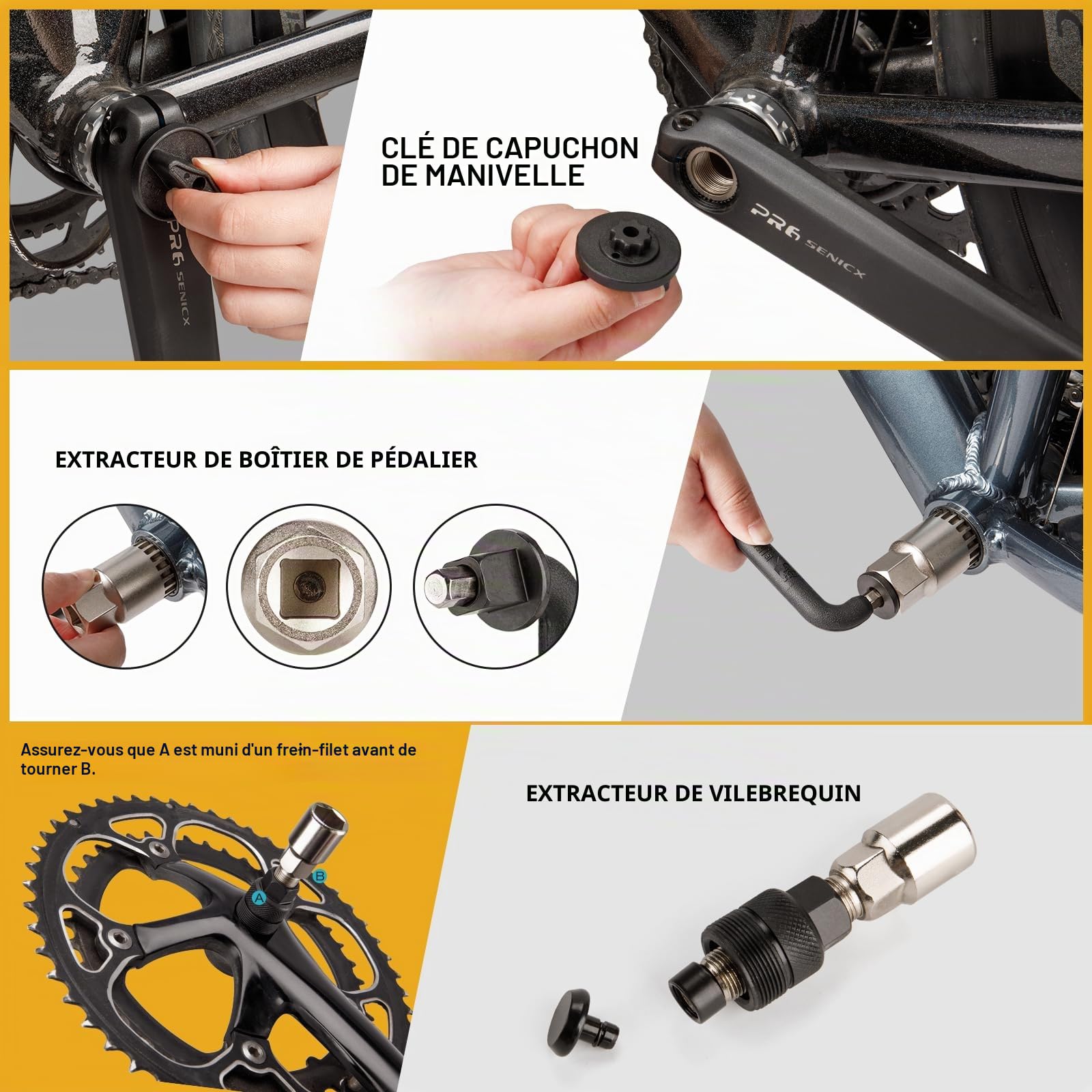BIKE HAND Boîte à outils pour vélo, Kit complet d'outils pour vélo, Kit de réparation professionnel 22 pièces avec étui de transport, noir