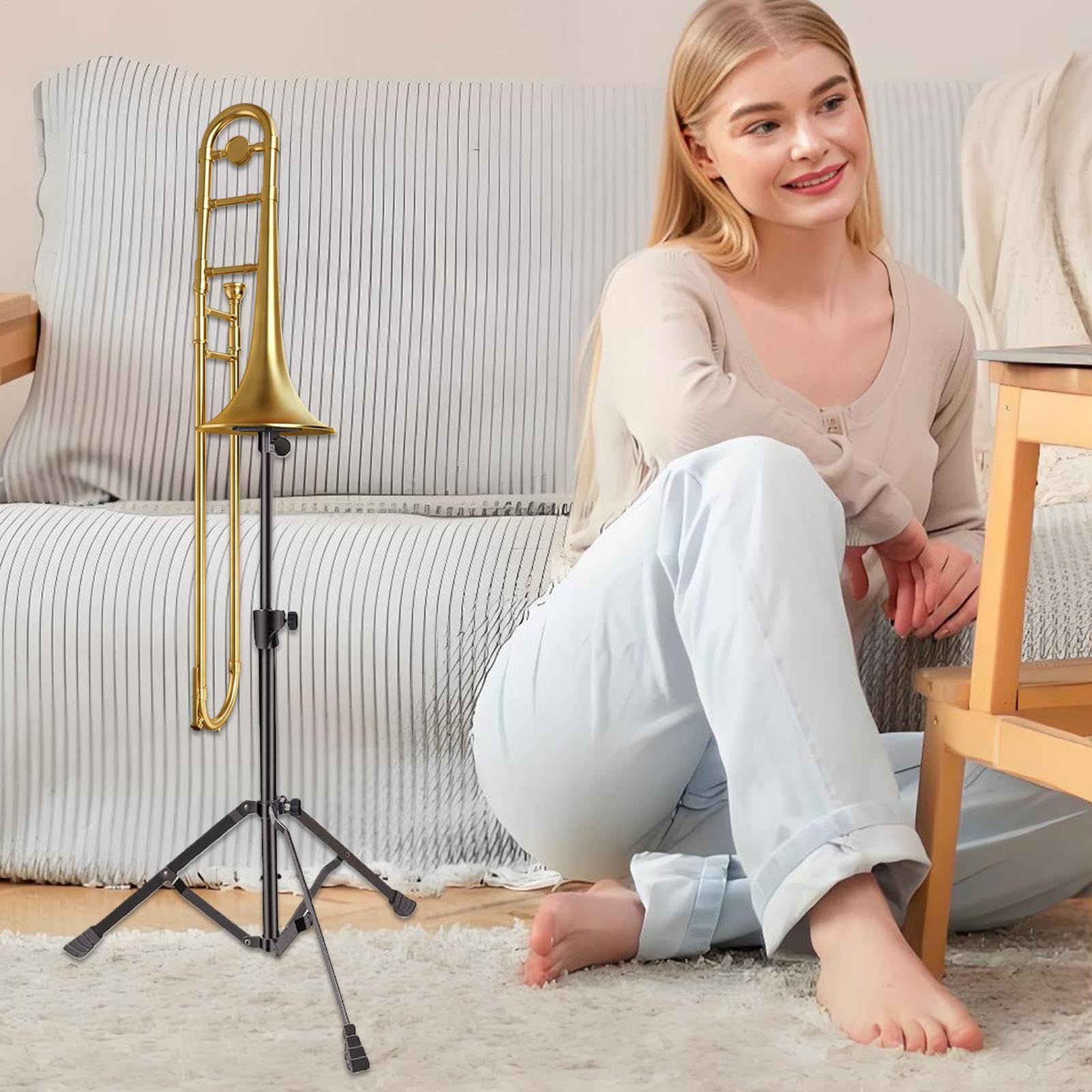 Tuba Ständer Ausstellungsständer | Teleskop-Höhenverstellung Dreieckige Ausführung für Unterricht Konzert Livestream Aufnahmestudio Bühne