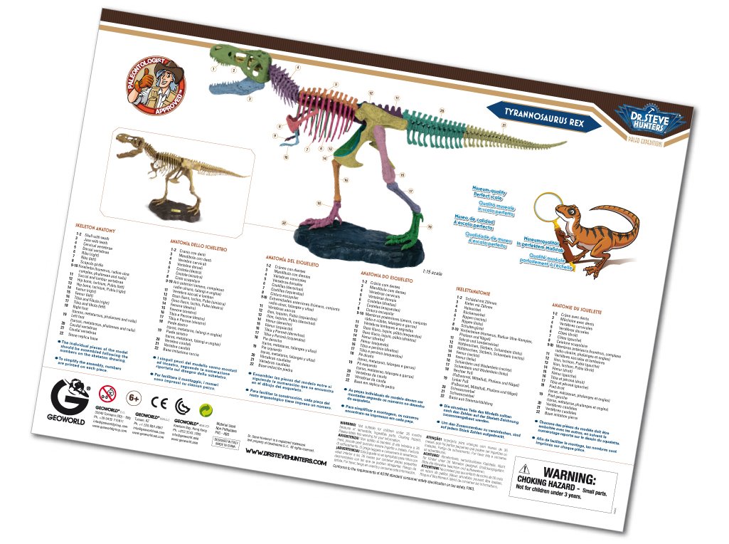 Geoworld - Kit de Ensamblaje de Esqueleto con Tyrannosaurus Rex Dr. Steve (Tachan 90891082), 91082BF