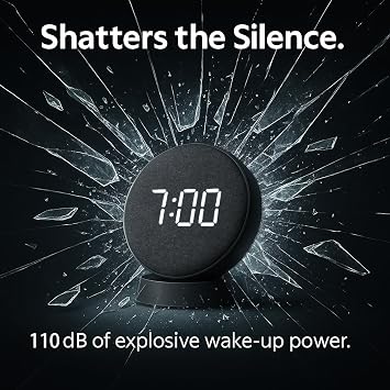 REACHER Loud Vibrating Alarm Clock with Bed Shaker for Heavy Sleepers | Loud alarm with bed shaker, 3 wake modes, rechargeable battery, travel-friendly for deep sleepers, Hearing Impaired, Deaf