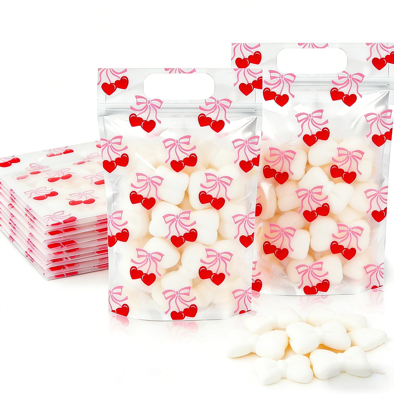 Sacs à friandises refermables rose à cerises pour cadeaux d'invités EVJF