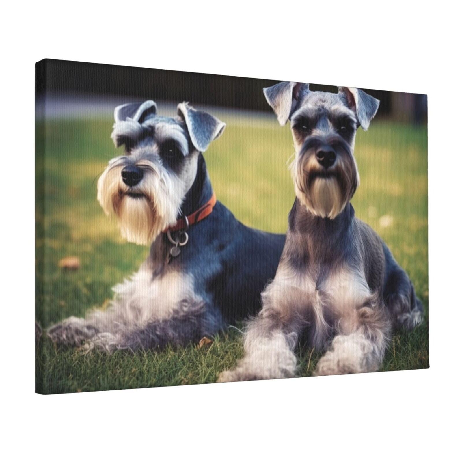 Canvas Wall Art for Living Room Wall Decor 12"x18" Modern Artwork Painting Pictures Hanging Canvas Prints Adult Schnauzer Dogs Aesthetic Wall Art for Bedroom Bathroom Office Wallart Decor