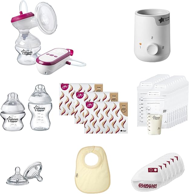 Tommee Tippee Complete Breastfeeding Kit - Made for MeElectric Breast Pump, Baby Bottle and Food Warmer and Breastfeeding Accessories