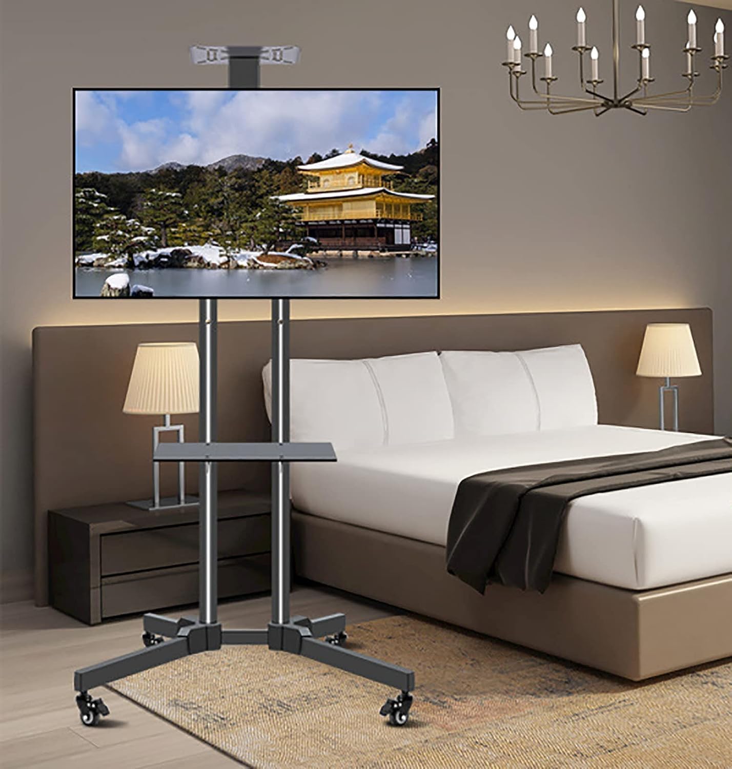 YCQYM Soporte rodante para TV, TV de pie Ajustable con Soporte Giratorio Grueso, Soporte para TV móvil para Pantallas de 3265 Pulgadas, Resistente para Sala de Estar y Oficina