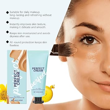 All over Complexion Perfector with Extra Large Body Makeup Brush, Body Full Coverage Perfector, Tattoo Cover up Cream, No Transfer, Long-Lasting Sweat-Proof Waterproof Concealer for Women (Natural)