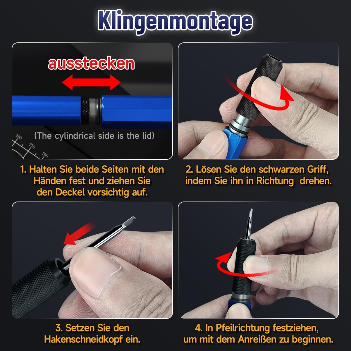 stedi Modello Scriber, lame in acciaio al tungsteno 0,15 mm, linea pannello, per modellazione hobby, modello in scala RG, kit modello Gundam, per linea di scrittura, inciso, resina, blu