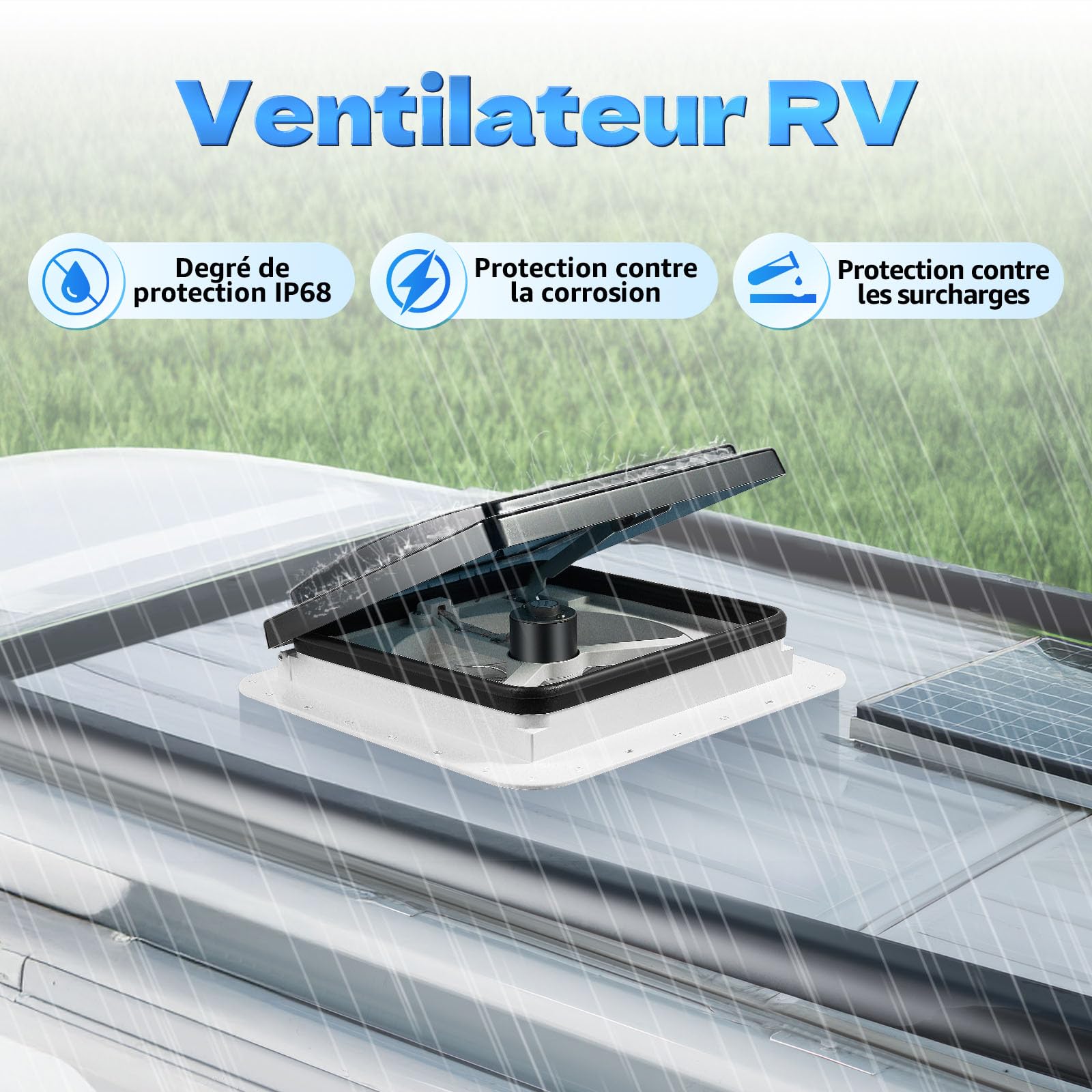 30 W camperdak, afvoerventilator, caravan, camper, dakraam