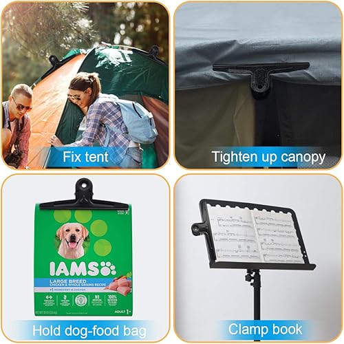 Miniatura 5 de Coideal Pinzas de Bulldog extra grandes, color negro, 2 clips de toro jumbo resistentes de 11.8 in XXL de acero inoxidable (11 45 pulgadas)