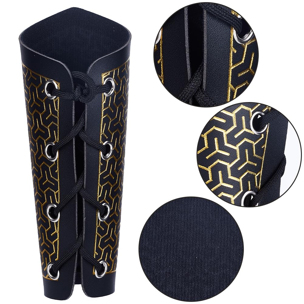 Bracciale Armatura Medievale GNHG - In Pelle, Regolabile, Per Tiro Con Arco, Cosplay, Halloween, Nero - Foto 10