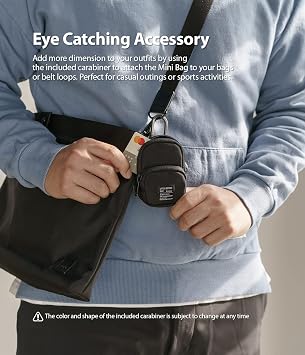 Ringke Mini Pouch [Two Pocket] Nylon Carrying Pouch Small Bag for AirPods, Galaxy Buds, Earphones, Cards, ID - Black