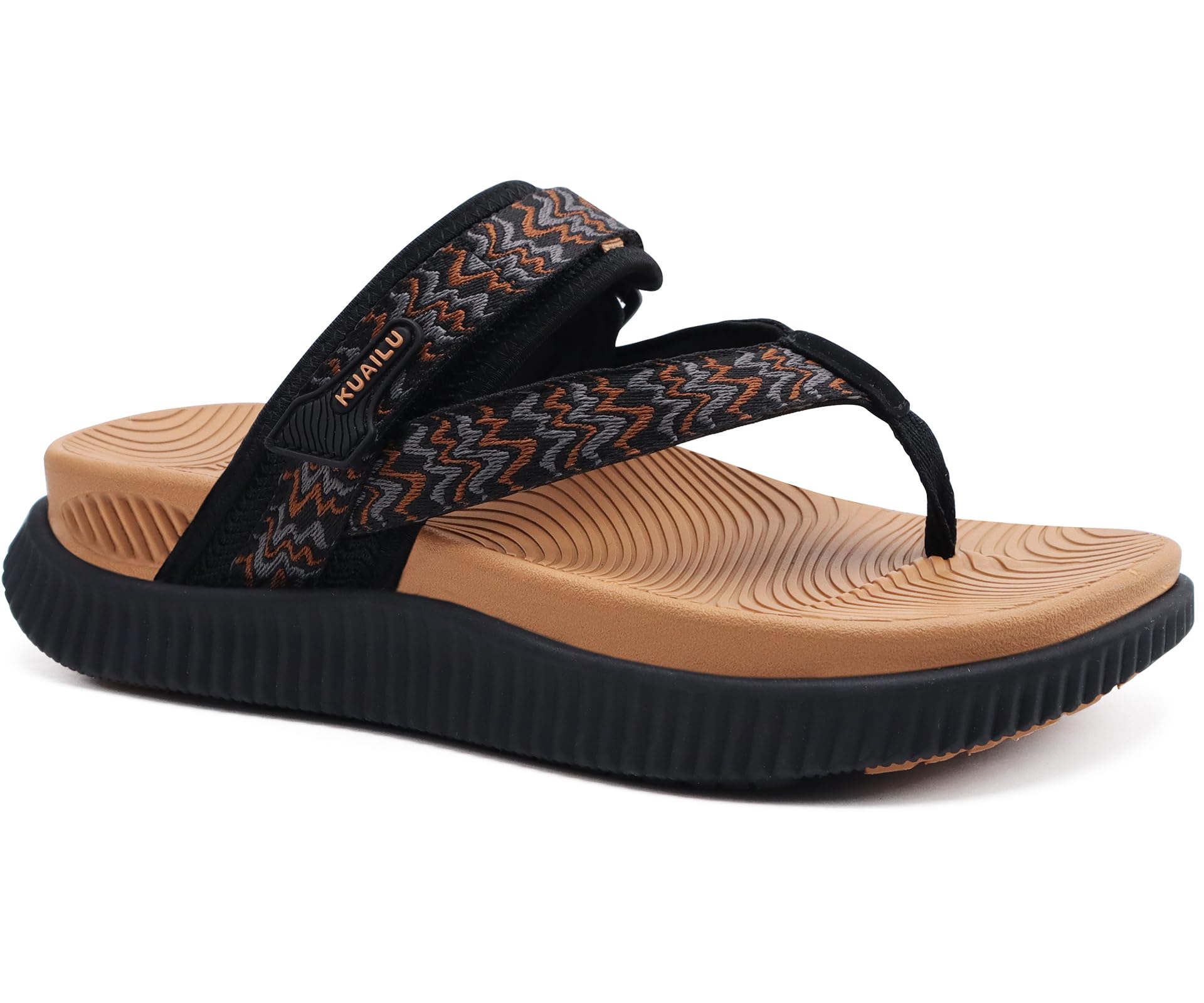 KuaiLu Chanclas Ortoticas Para Mujer Señoras Atlético Grueso Cojín Esterilla De Yoga Cómodas Caminar Sandalias Tanga Con Soporte De Arco Verano Aire Libre Ajustable Slip On Slides