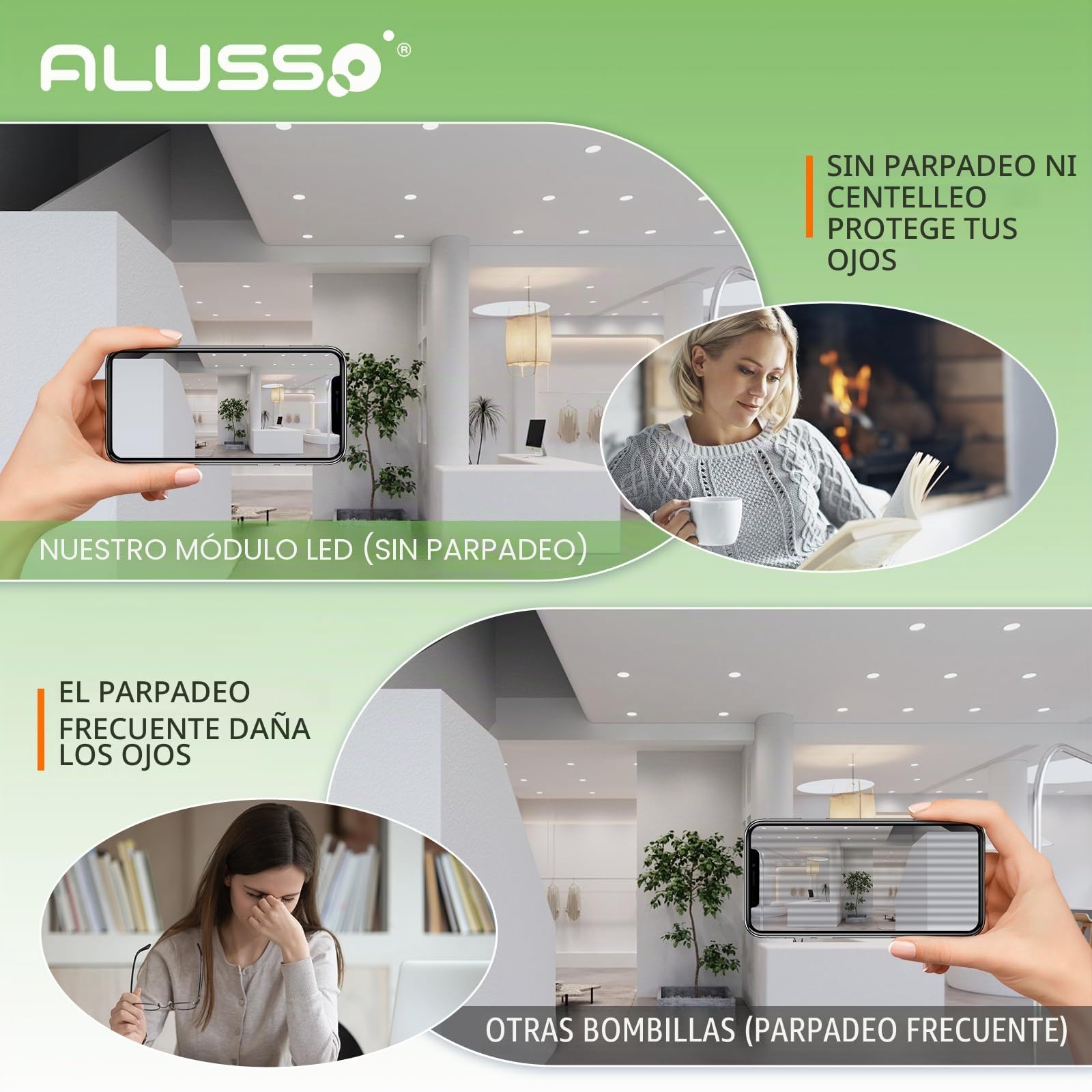 ALUSSO LIGHTING Módulo LED Ultra Plano ø50x25mm para Foco Empotrable, 6W 540lm 230V, Blanco Cálido Blanco Natural Blanco Frío Regulable, Reemplaza Bombillas GU10 MR16, Impermeable IP44, Pack de 6