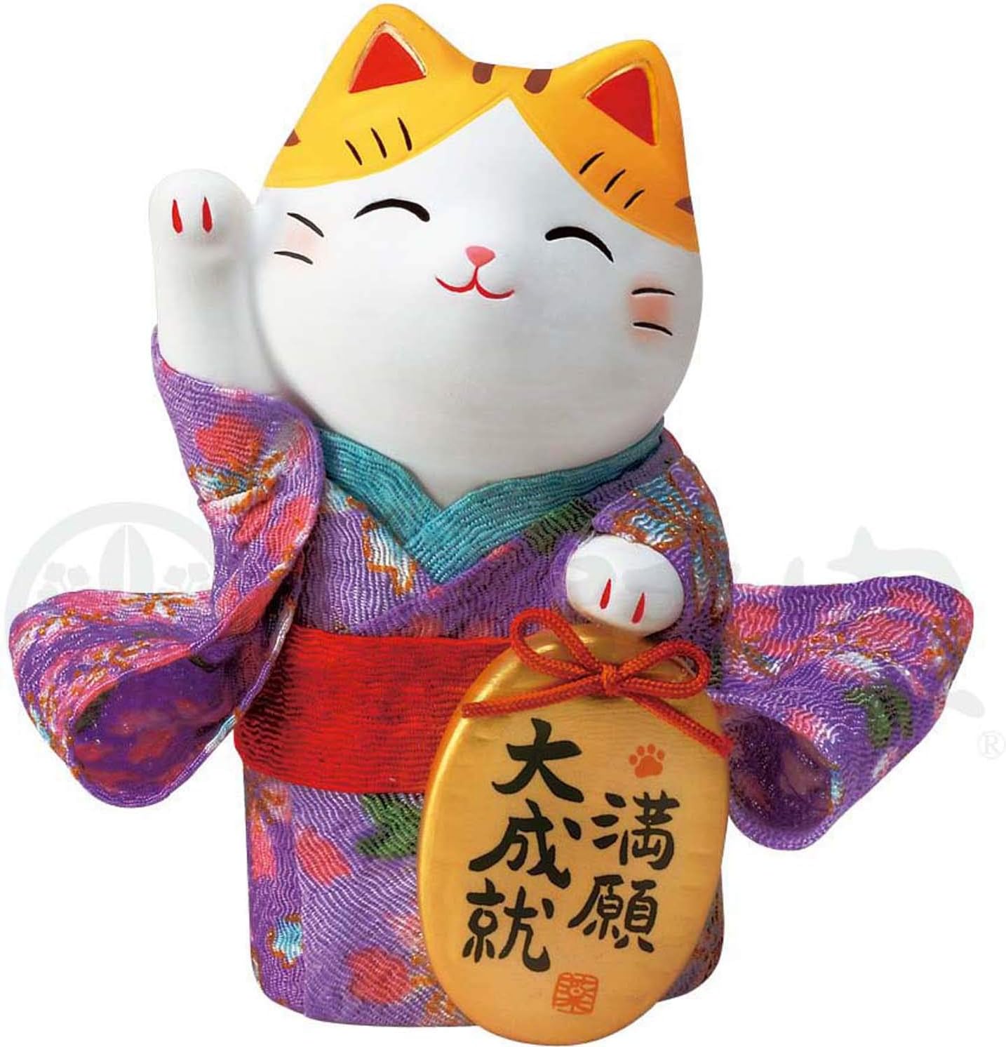 NAGAI JAPAN 7416 MITOUKAN Japanese Kimono Maneki Neko Beckoning Cat Lucky Cat