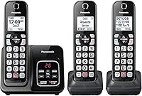 Panasonic KX-TGD833M Cordless Phone with Answering Machine, Advanced Call Block, Bilingual Caller ID - Expandable to 6 Handsets, 3 Included (Metallic Black)