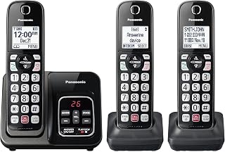 Panasonic KX-TGD833M Cordless Phone with Answering Machine, Advanced Call Block, Bilingual Caller ID - Expandable to 6 Handsets, 3 Included (Metallic Black)