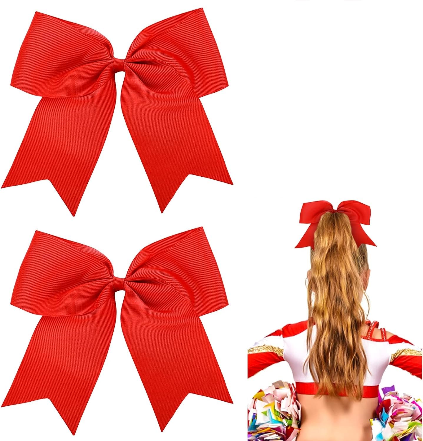 QHFlashbuy 2 Piezas Lazos Para El Pelo Rojo Banda Gomas de Pelo para Niña Mujer Accesorios para el Cabello Tocados para Animadora Accesorios Pelo Navidad
