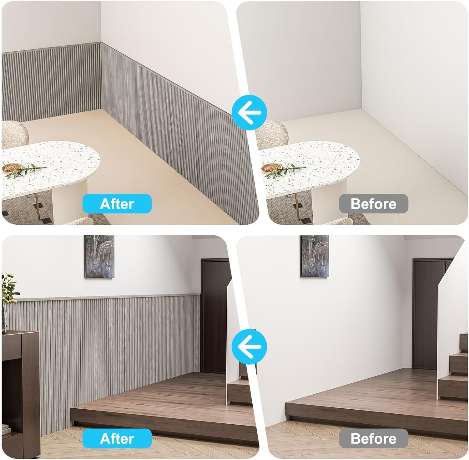 Art3d Wainscoting Panels, Beaded Polystyrene Wall Board for Interior Wall Décor, 79.3“ Wide X 40.7 high, Covers 22.38 sq.ft, Grey Oak
