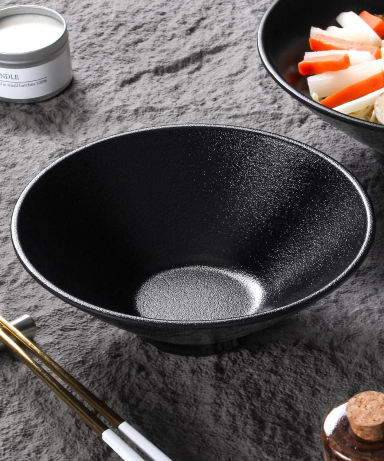 Schwarzes Ramen-Schalen-Set (2-teilig), spülmaschinenfest