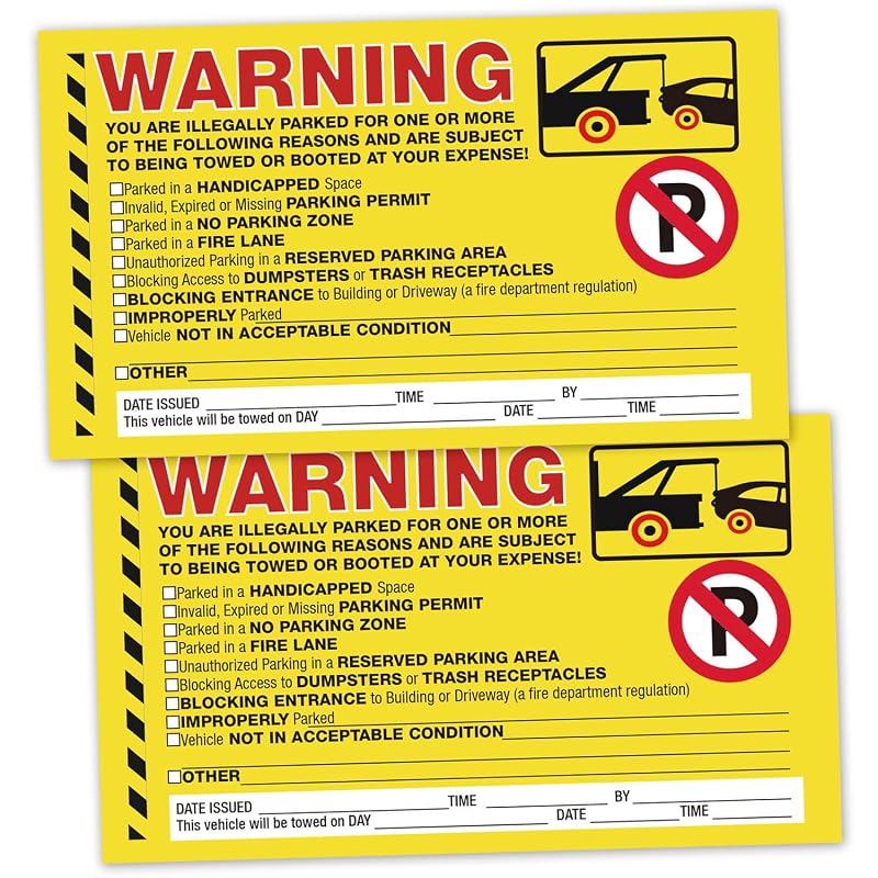 KORTTITALO Adesivos de Aviso de Estacionamento Irregular para Vidro, Amarelos, 22,9 x 12,7 cm, Pacote com 50