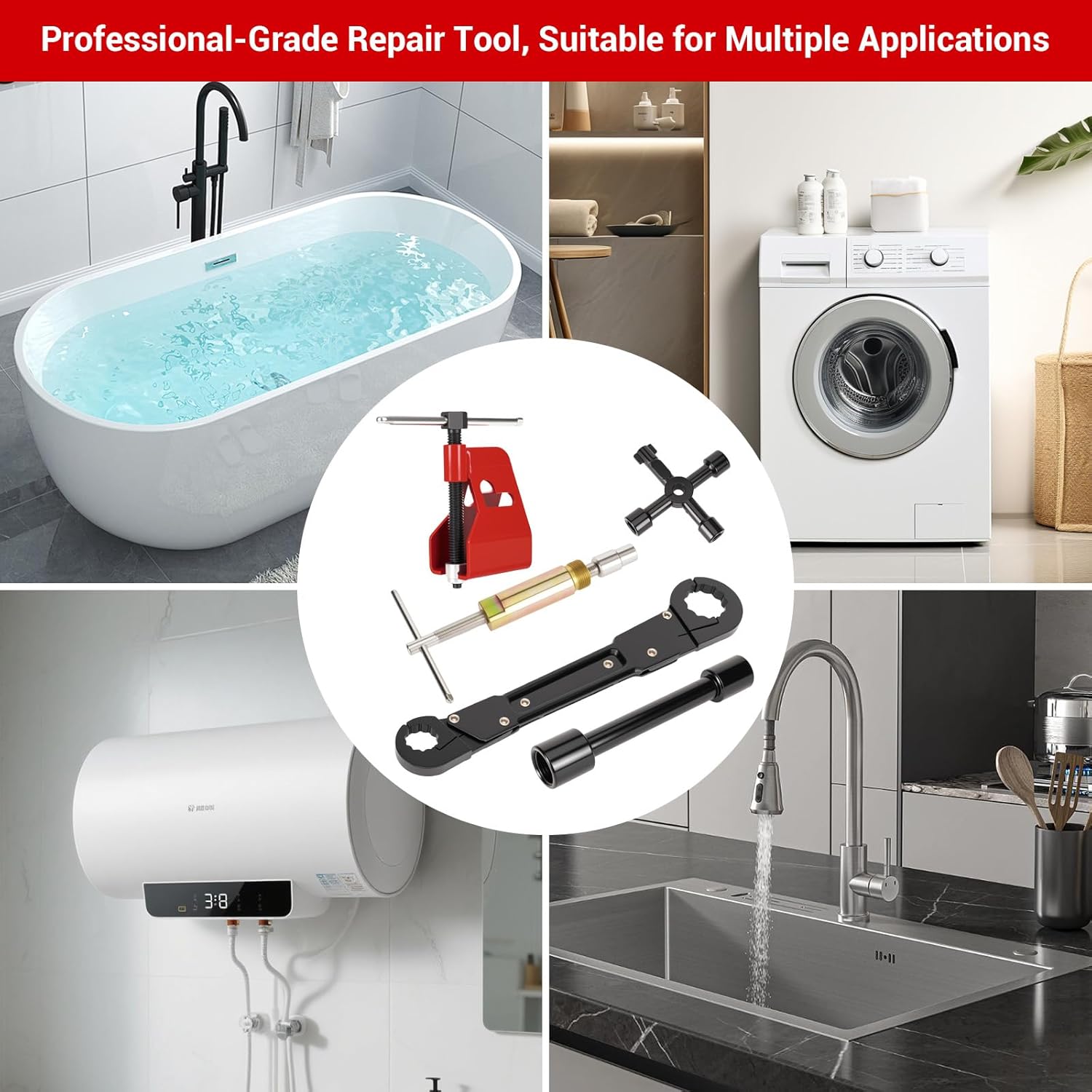 Compression Sleeve Puller Tool Kit with Angle Stop Wrench & Ferrule Puller, Durable Labor-Saving Compression Ring Removal Tool for Faucet, Toilet & Plumbing Repair, DIY Beginners & Plumbers