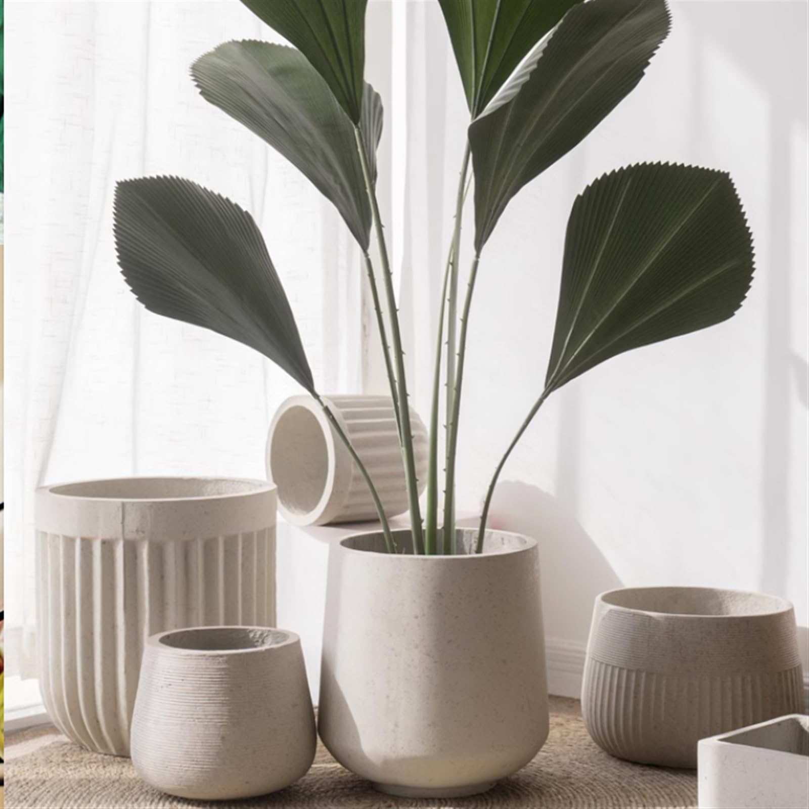 Doniczki na kwiaty Proste sadzarki cementowe okrągłe doniczki podłogowe kryty duże zielone rośliny kwiaty doniczki na rośliny salon balkon dekoracyjne Bonsai Doniczka (Size : M)