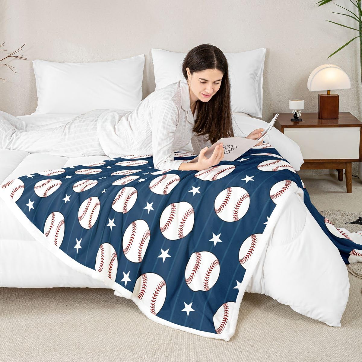 Feelyou Baseball Throw Blanket Twin 60"x80" Fuzzy Gaming Ball