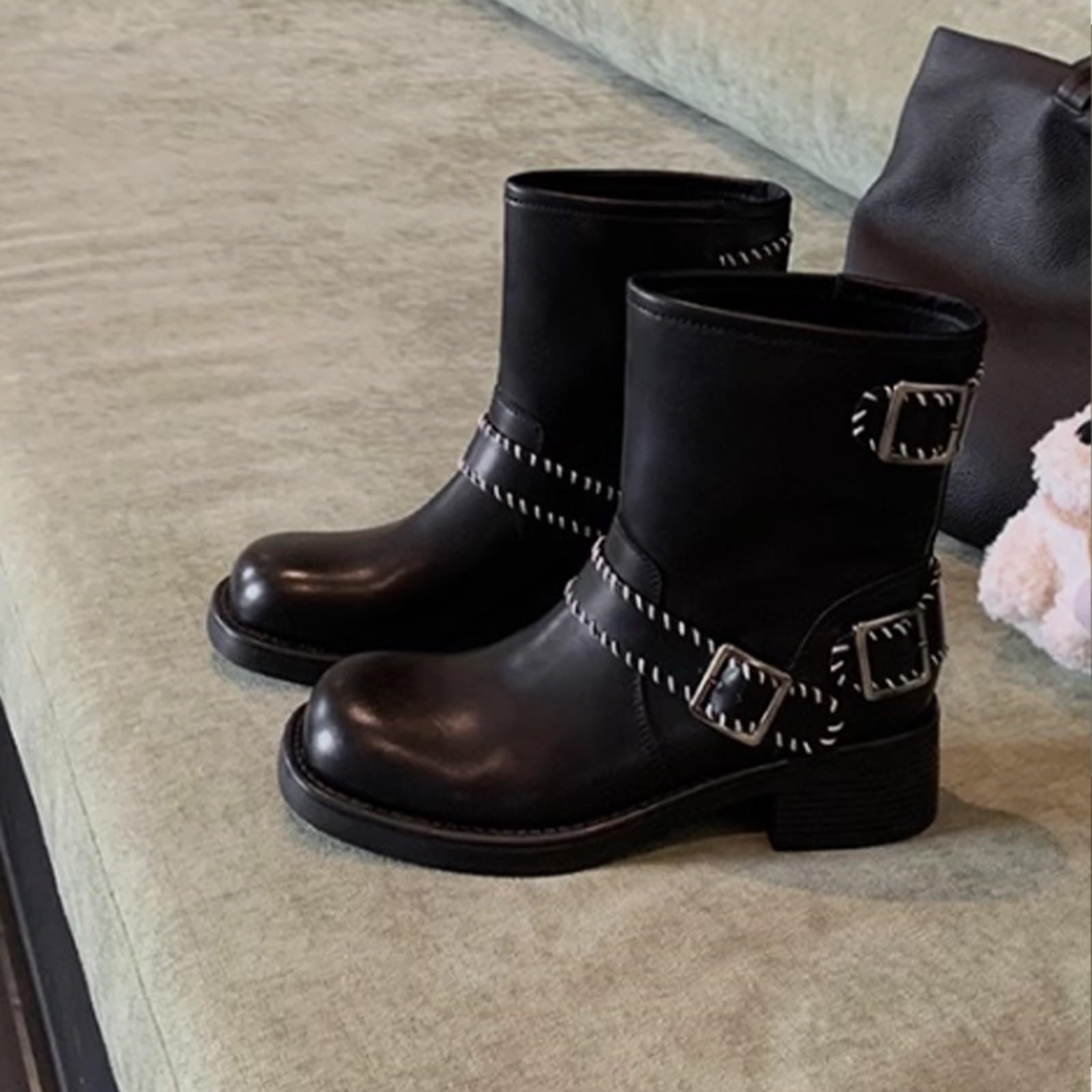 Stivali da Pioggia Donna Casual Pelle Antiscivolo per Laterale E Lacci Motivo Stampato a Impermeabili Stivali di Western Generisch Stivaletti da Motivo Stampato a Leggero Antiscivolo Scarpe