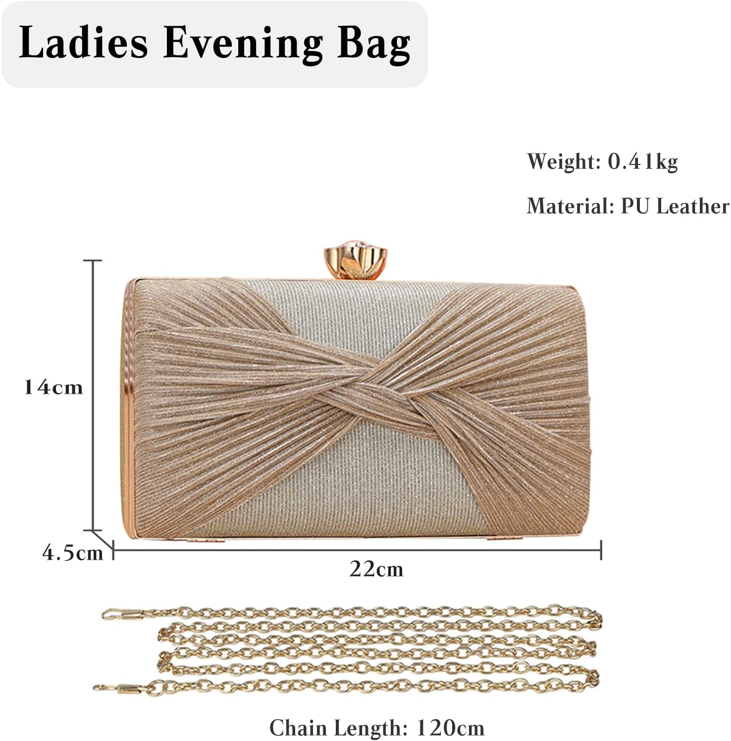 CORIOS Sequin Clutch Bag Pleated Evening Bag for Women Bridal Wedding Purse Sparkly Rhinestone Handbag Crystal Shoulder Bag