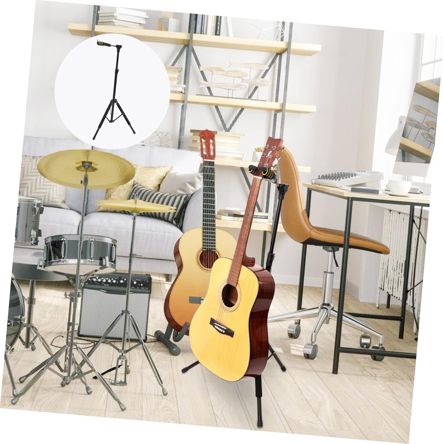 Telescopic Folding Violin Stand Lock Portable Tripod Hanger for Musical Instruments Adjustable Height Violin Rack Bow Hook Black