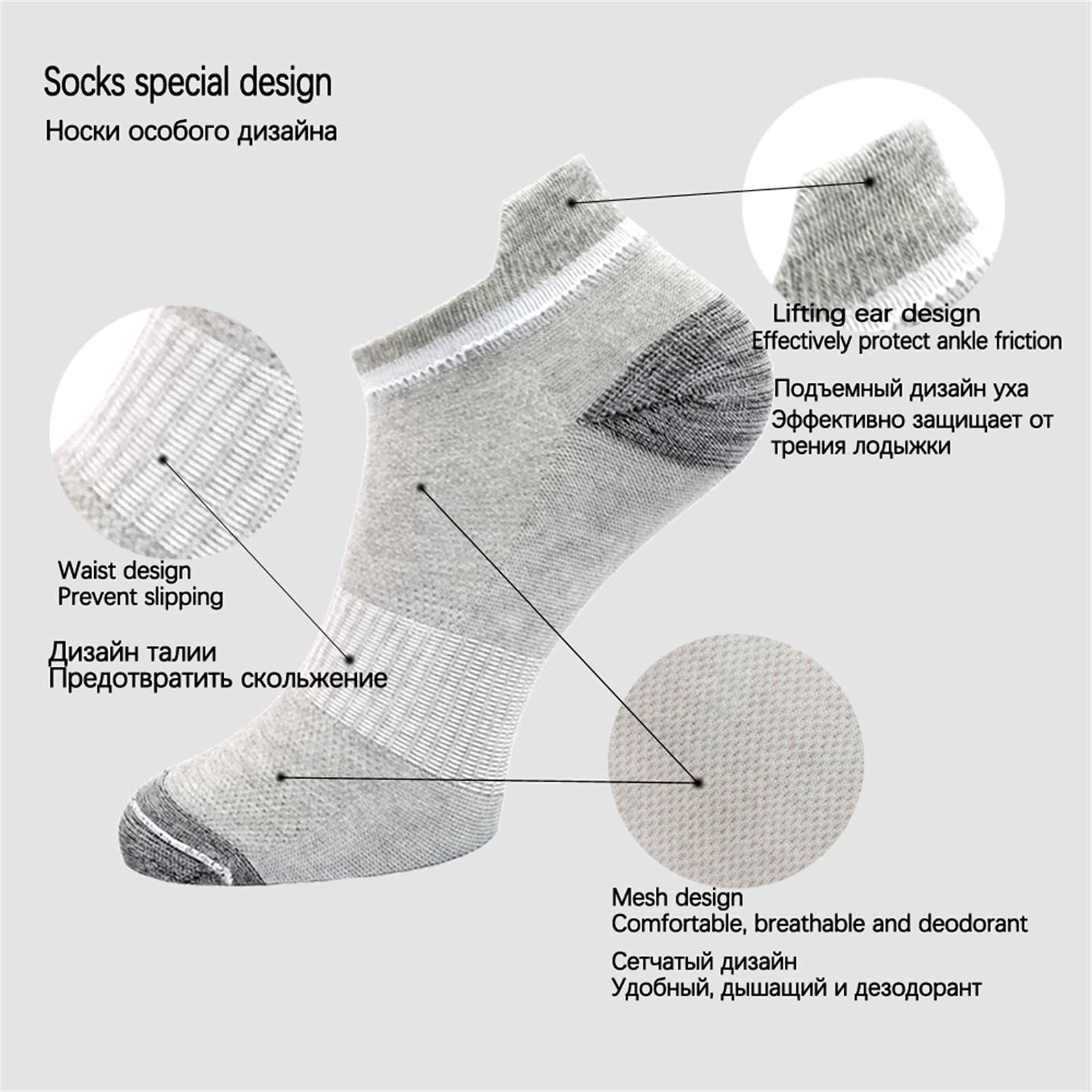 UKKO Calcetines de Hombre 10 Parejas para Hombre Calcetines De Tobillo Atlético Acolchado Algodón Bajo Calcetín Corto Corto-5 Grey 5 White,EUR 38-44 (Us 6-10)
