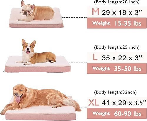 Miniatura 3 de Cama grande de espuma viscoelástica para perros, cama ortopédica para perros con espuma de gel refrescante, forro impermeable y funda lavable, cama