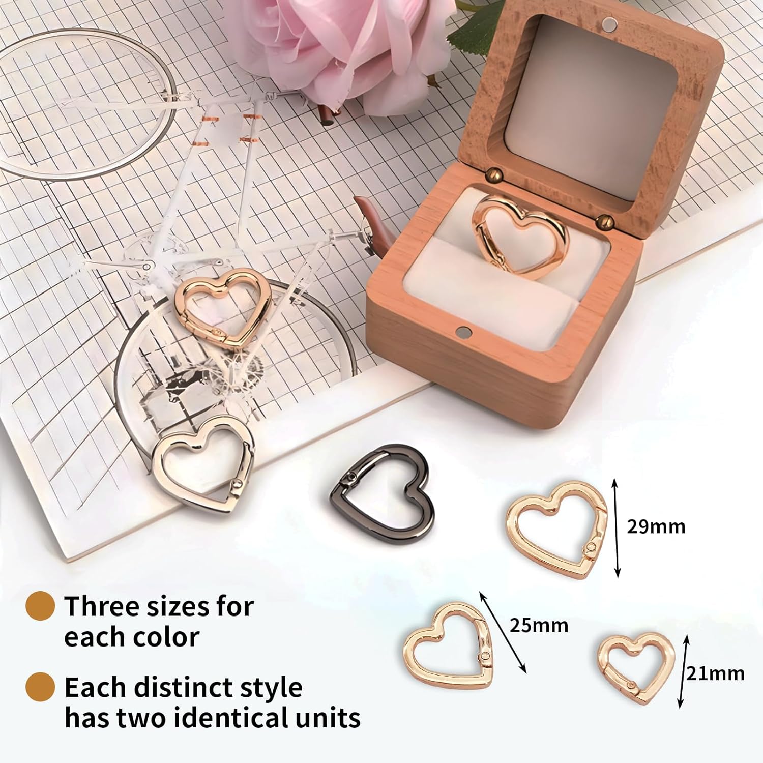 18Pcs Heart Carabiner Cute Keychain Clip Key Ring Clip for Backpack Bag Purse DlY Accessories,Spring Snap Hooks for Water Bottle Dog Leash - Image 2