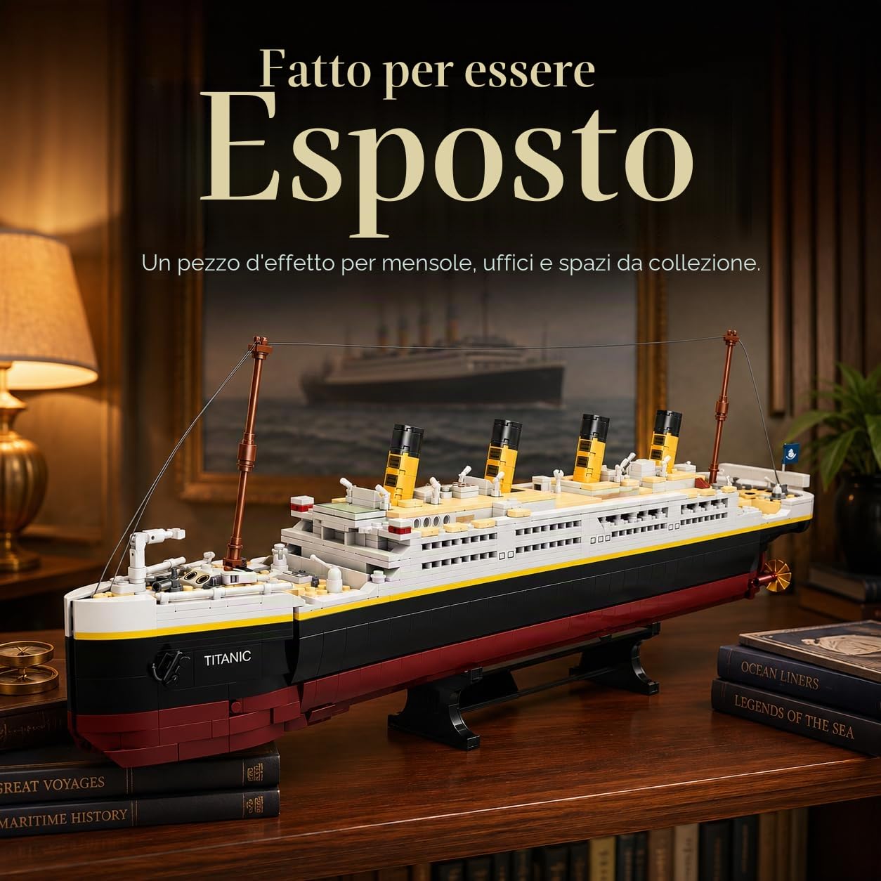 Set di Blocchi di Costruzione modello di Titanic – Kit di mockup di Barca fantasma misterioso, modello di Barca creativo, Regali per Adolescenti 14+