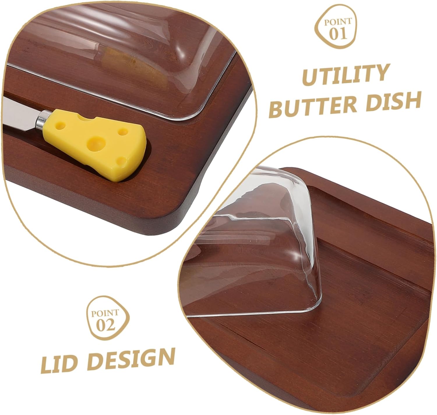 Domed Butter Dish Lid Cheese Holder Butter Box Cutter Storage Preservation Box