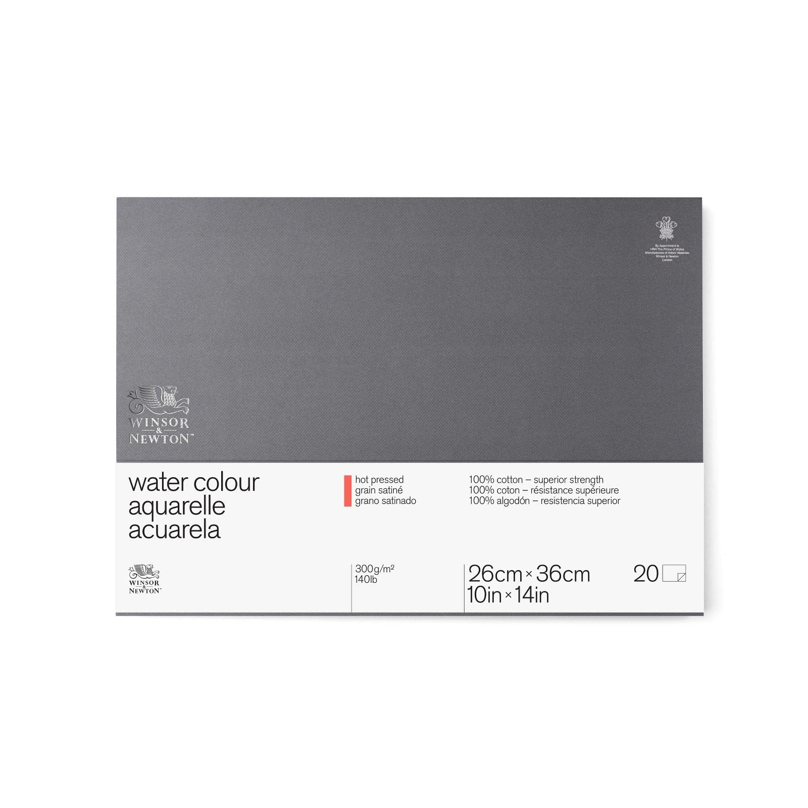 Winsor & Newton Aquarellblock "Professional" - Block 4-seitig geleimt - 20 Blatt, 300g/m², Satiniert - 25,4 x 35,6cm