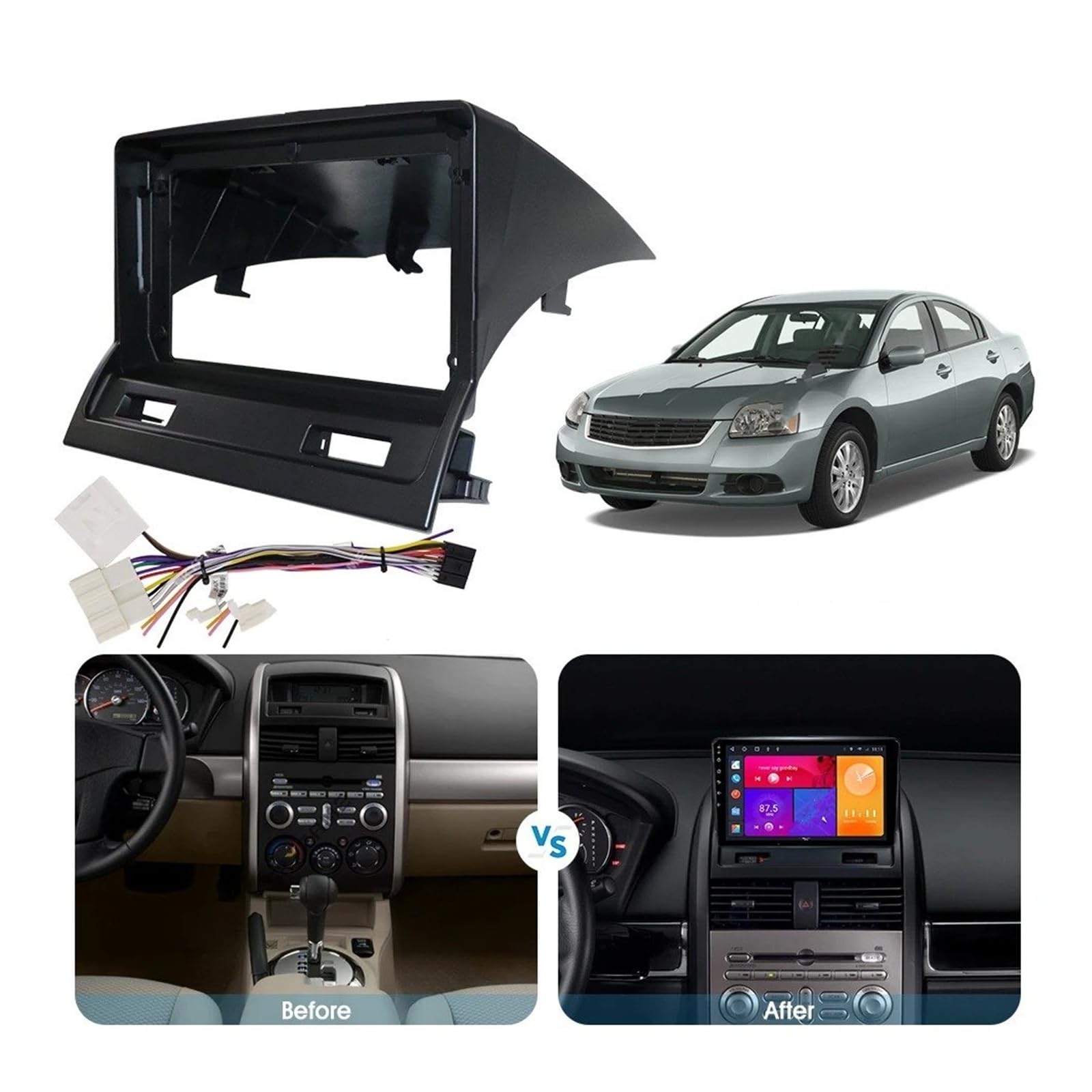 Mascherina Autoradio Cornice Stereo Auto Telaio Fascia per Mitsubishi per Galant 2003-2006 2007 2008 2009 2010 2011 2012 Adattatore Android Radio Dash Kit Pannello