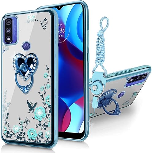 B-wishy Funda para Motorola Moto G Pure para teléfono, funda para Moto G Power 2022 para mujer, funda protectora delgada de TPU con soporte + correa