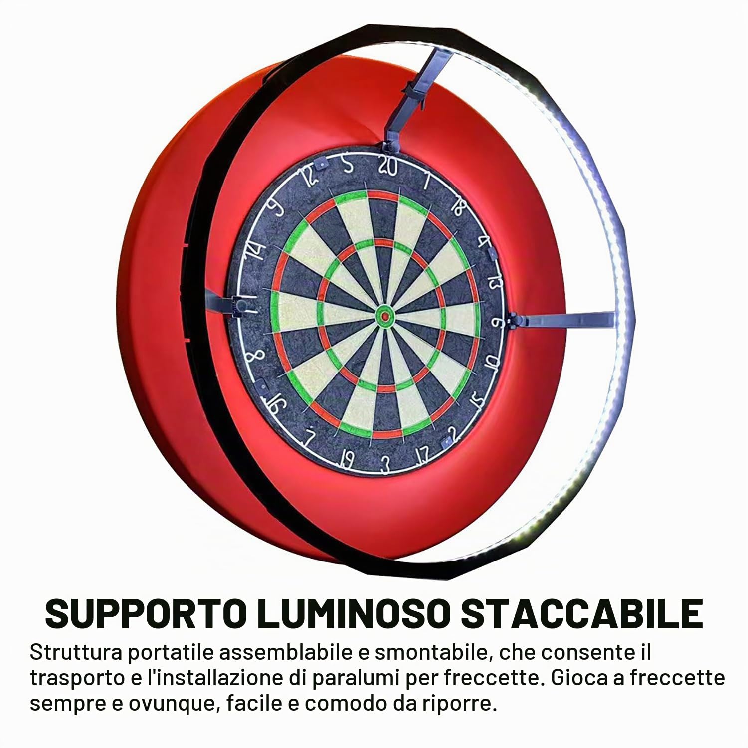 Luce a LED per Bersaglio，Lampada per Freccette,Sistema di Illuminazione a LED per Bersaglio per Freccette in Acciaio, si Adatta in Modo Sicuro a Tutte le Freccette, Facile da Installare