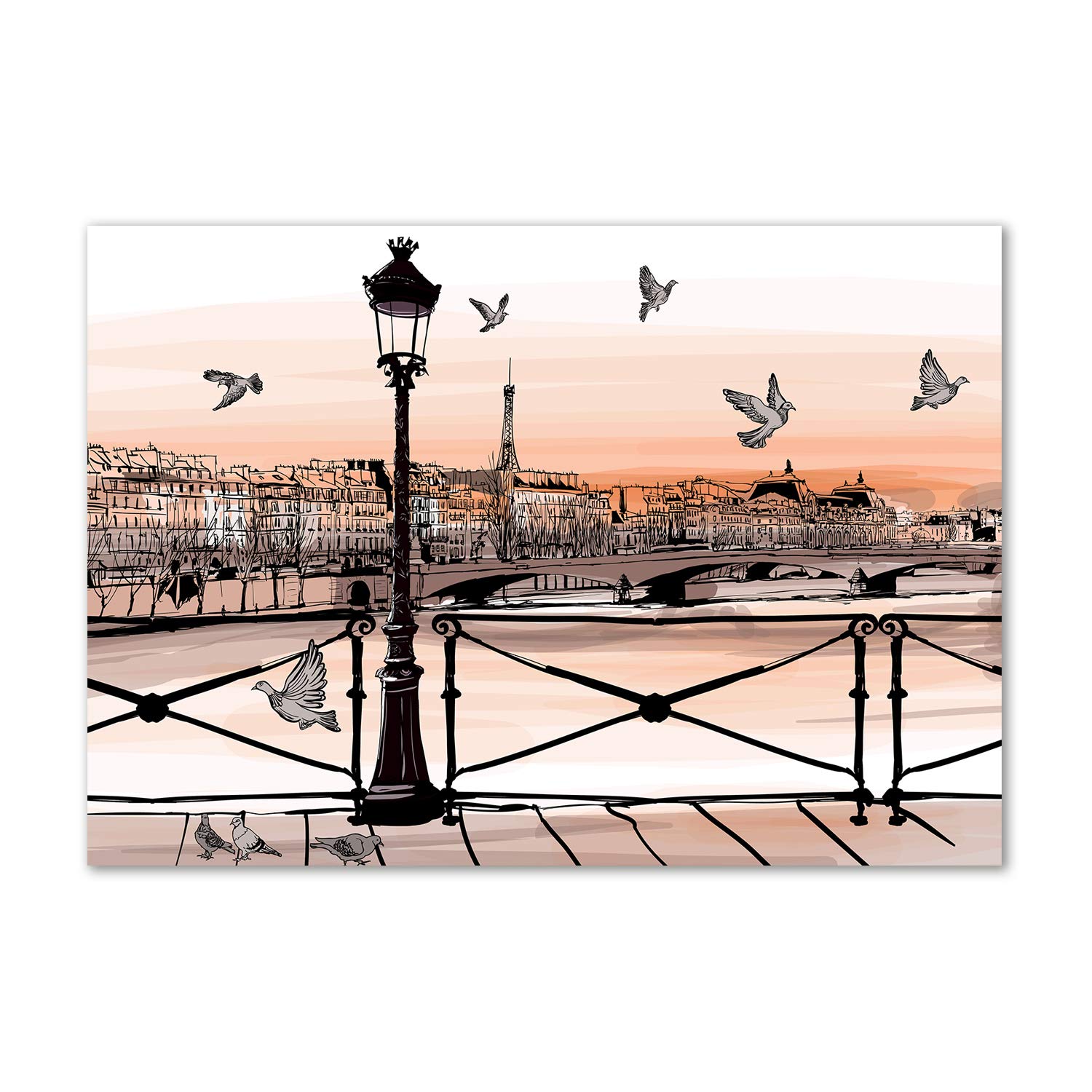 Mural acrylique Paris crépuscule orange tableau déco plastique salon moderne