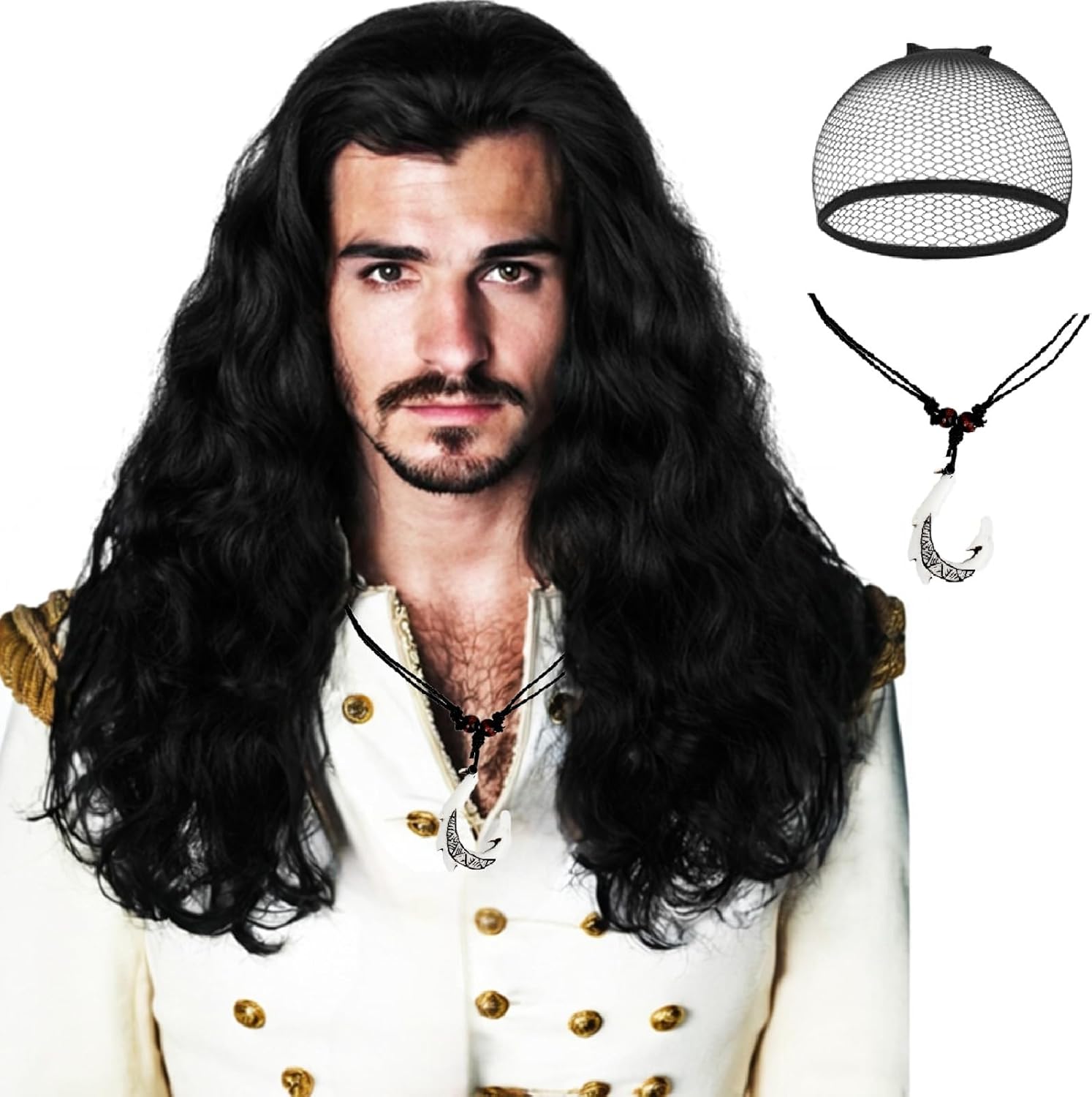 $24 Wiggy Pirate Captain 55cm Long Black Wig