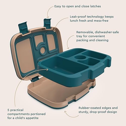 Miniatura 244 de Bentgo Kids Prints - Lonchera para niños, a prueba de derrames, con 5 compartimentos, estilo bento, tamaño de porciones ideales para edades de 3 a 7
