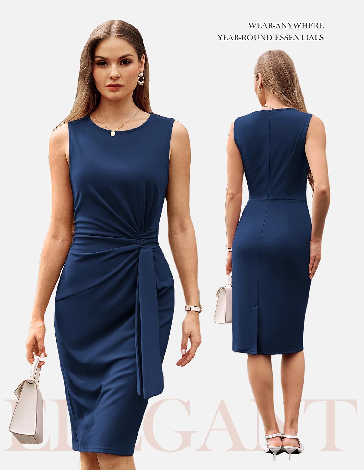 GRACE KARIN Women Sleeveless Bodycon Work Dress,Midi Sheath Business Dress image 4