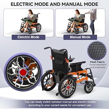 20in Wide Electric Wheelchair,Foldable Electric Wheelchairs for Adults,28Miles Long Travel Range,Lightweight Portable Motorized Wheelchair for Seniors,All Terrain Intelligent Wheelchairs-Up to 330lbs