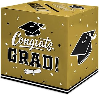 Gatherfun Graduation Party Decorations Graduation Box Graduation Card Box for Graduation Gift Graduation Party Favors Decor Party Supplies Gold