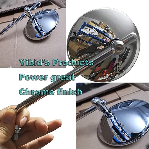 Miniatura 8 de Yibid Espejo retrovisor redondo universal cromado de 4 pulgadas para motocicleta, espejo lateral retro clásico de repuesto para Cruiser Chopper Cafe
