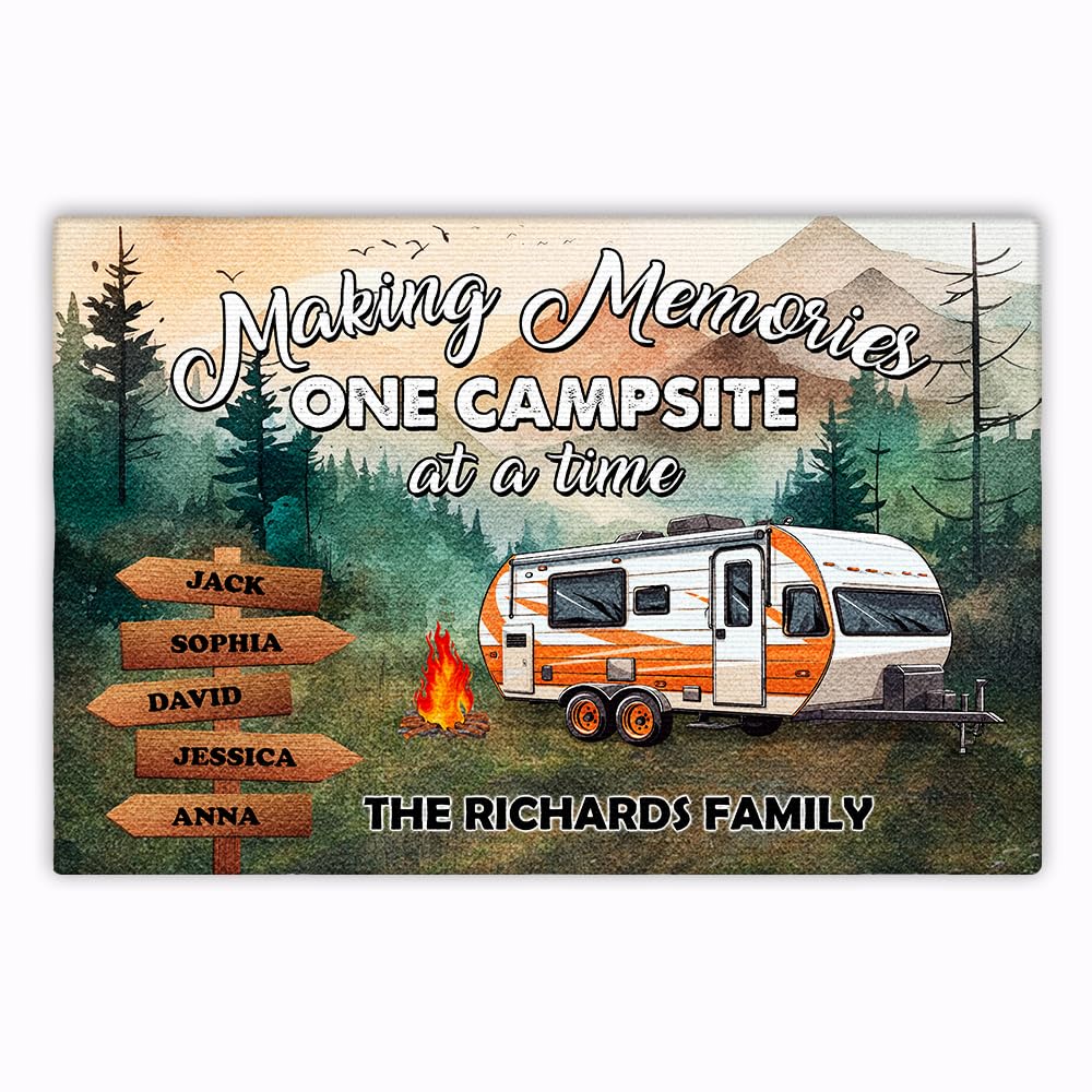 LUXEFIELD Personalized Camping Door Mat, Camping Door Mats Outside for Tent, Making Memories One Campsite at A Time Doormat Camper Door Mat Camper
