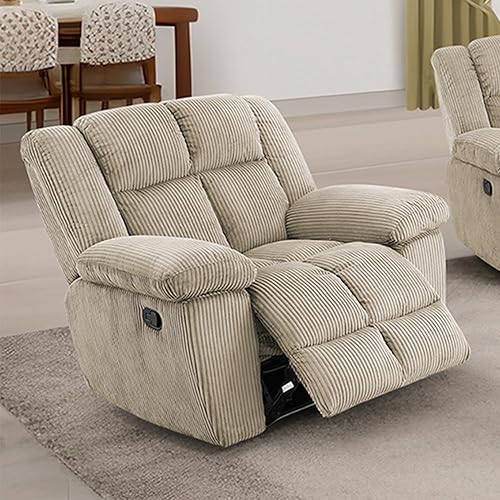 Miniatura 5 de Juego de sofá reclinable para muebles de sala de estar, juego de sofá y silla reclinable de pana verde, tela manual, sofá reclinable de 3 plazas con