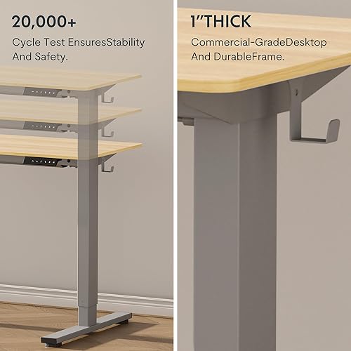 Miniatura 5 de FLEXISPOT Escritorio ajustable de 40 x 24 pulgadas, escritorio de trabajo eléctrico de altura ajustable con losa sólida (marco gris + parte superior