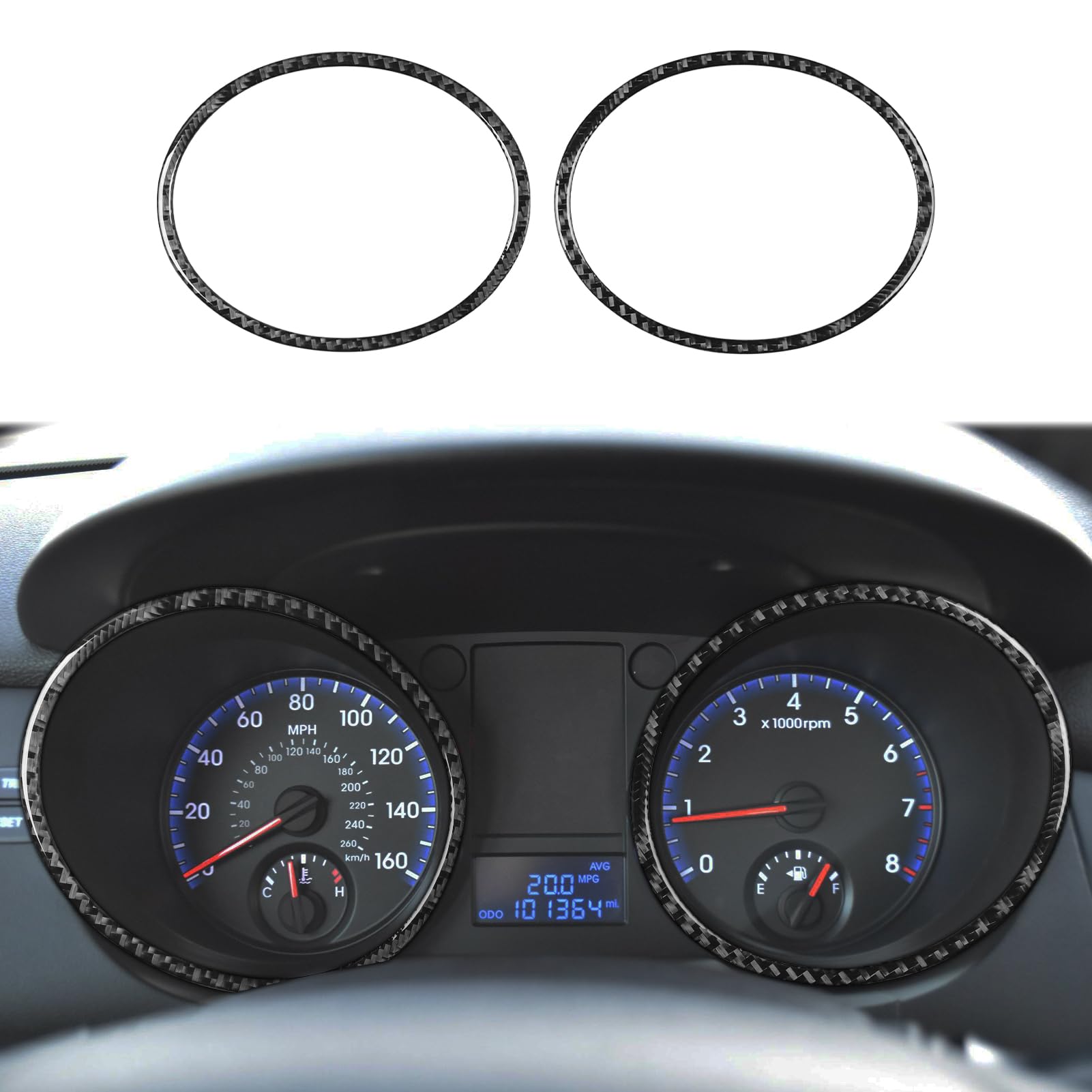 Speedometer Ring Gauge Panel Trim Stickers Real Soft Carbon Fiber Compatible with Hyundai Genesis Coupe 2010 2011 2012 Accessories Car Interior Cover Decals Decor