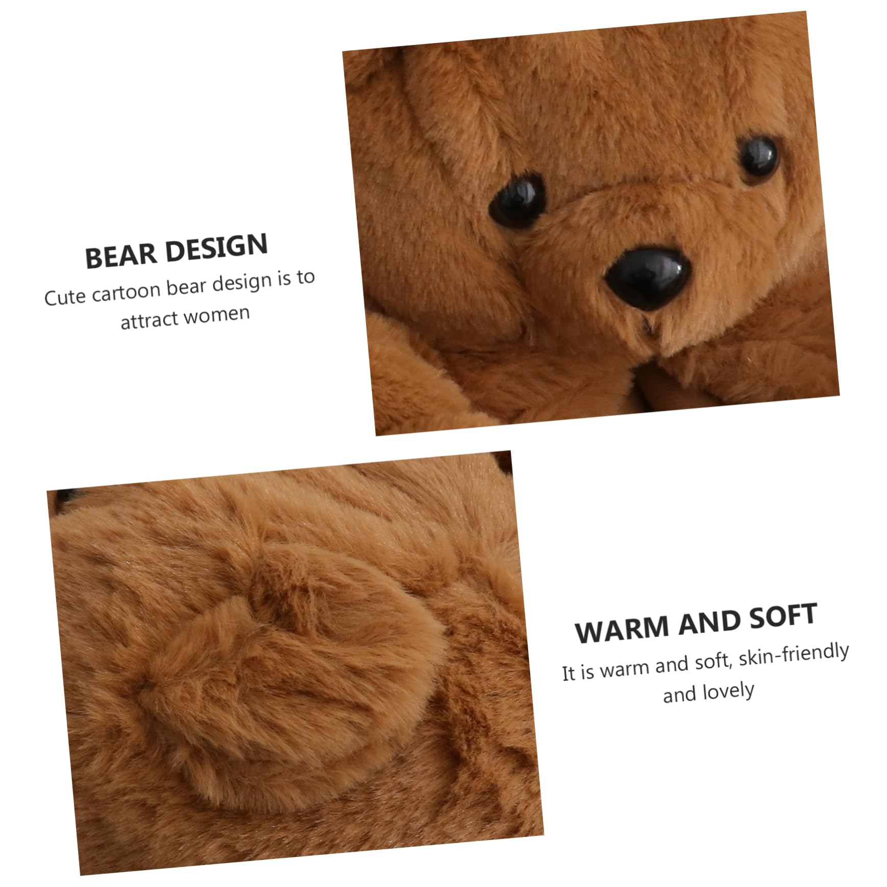 GALPADA Pantofole a Forma Di Orsacchiotto Pantofole Soffici Dei Cartoni Animati Pantofola Dell'orso Del Fumetto Pelose Da Casa Peluche Brown